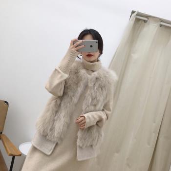 仿皮草外套女皮毛一體2024年新款仿狐貍毛短款女士馬甲女冬季外穿