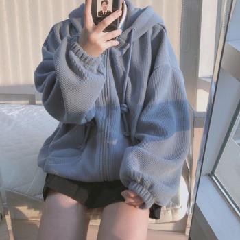 外套女oversize初中生連帽衛衣