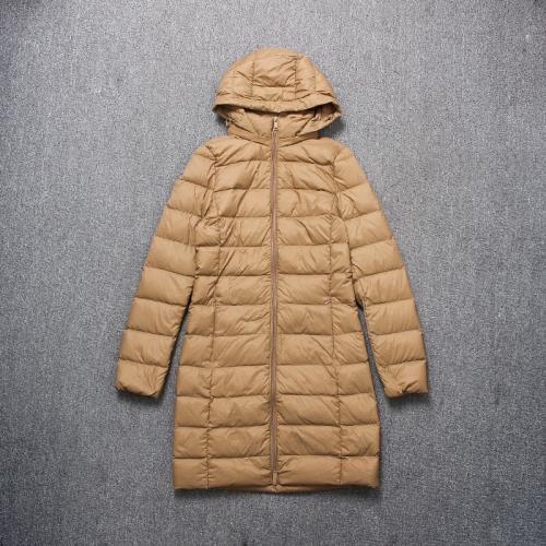 冬季新品純色輕薄款連帽可拆卸中長款女士羽絨服羽絨外套大碼胖MM