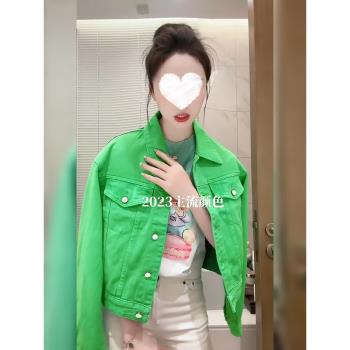 綠色牛仔外套早春裝女2025年新款設計感小眾復古港風chic短款上衣