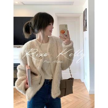 RIXO STREET法式毛毛外套女2024新款羊羔絨獨特高級感上衣秋冬款