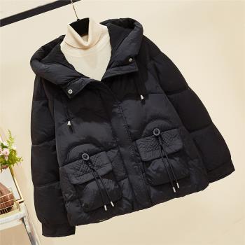 黑色棉服女冬季2024年新款高階感超好看小棉襖加厚羽絨棉衣短外套