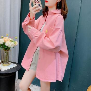 早秋裝2024新款大碼女裝開衫外套女薄款純棉牛仔襯衫爆款洋氣上衣