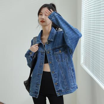 炸街寬松休閑bf風藍色牛仔外套