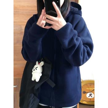 搖粒絨外套女秋冬季加絨加厚校服內搭神器羊羔毛絨深秋初冬厚棉服