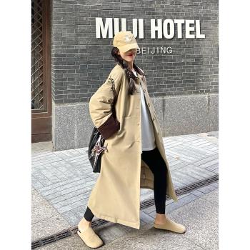 加厚長款棉服女2024年新款冬季超好看夾棉風衣外套棉衣保暖棉襖女