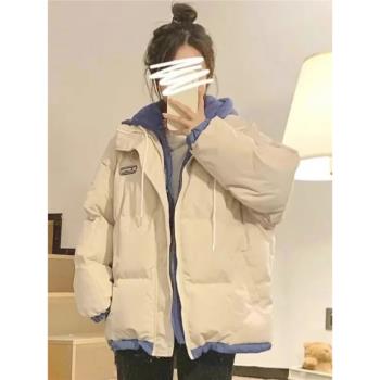 高中學生羽絨服女大童2024新款初中生小個子寬松加厚少女棉衣外套