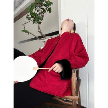 新中式國風紅色兩面穿羽絨棉服拜年服高級感超好看棉衣外套女秋冬