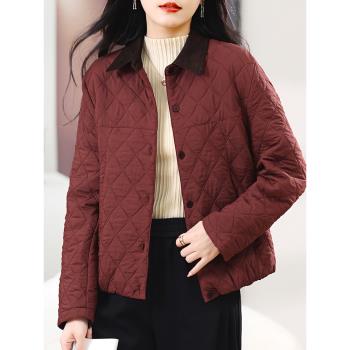 薄款棉服女2024年新款冬季輕薄時尚短款休閑夾棉外套中年媽媽棉衣
