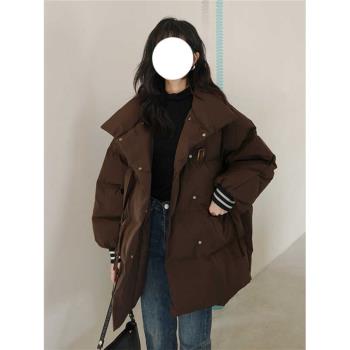 300斤胖mm大碼女裝韓版短款麵包服外套女秋冬季加厚保暖棉衣棉服