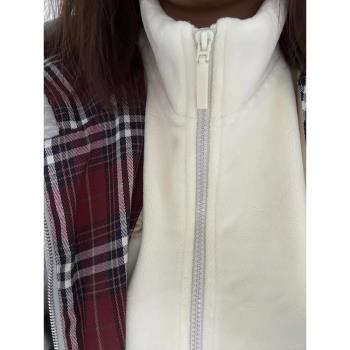 雙面搖粒絨厚外套女秋冬季棉服加絨加厚衛衣羊羔毛絨校服內搭神器