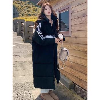 黑色羽絨棉服女冬季2024新款韓版寬松百搭加厚休閑中長款藝考棉襖