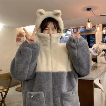 胖mm羊羔毛絨棉衣棉服女2024年新款設計感小眾冬季加厚外套潮ins