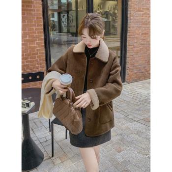 兩面穿麂皮絨羊羔毛外套女2024新款爆款秋冬女士棉服加厚皮毛一體