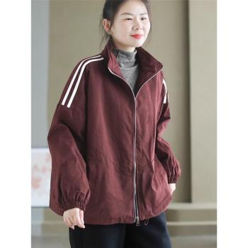 文藝夾棉加厚外套女2024年秋冬季新款保暖沖鋒衣寬松休閑棉服上衣