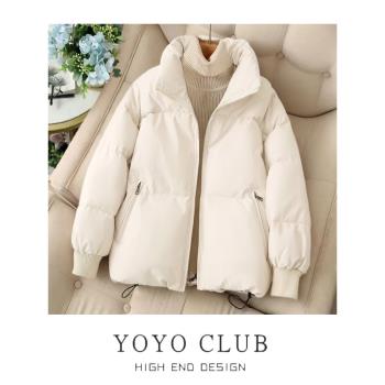 品牌折扣冬季大碼羽絨棉服女寬松短款棉衣加厚麵包服棉襖立領外套
