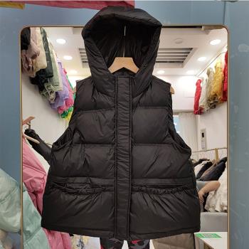 韓國歐貨連帽短款寬松背心羽絨服