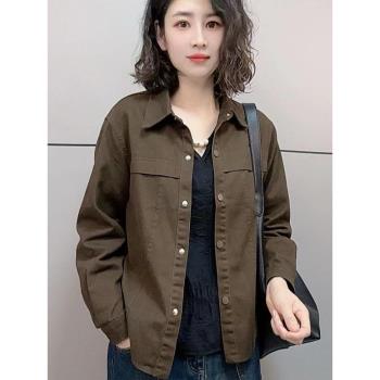 純棉牛仔短外套女士2025年春秋新款純色減齡韓系高階別致顯瘦上衣