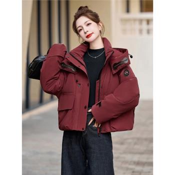 歐貨工裝派克羽絨服女冬季2024新款小個子韓版寬松休閑沖鋒衣外套