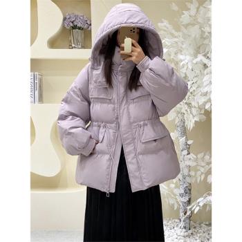 中長款韓版高階感連帽抽繩羽絨服