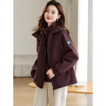 加絨派克服女2024年新款爆款冬季可拆卸內膽棉衣媽媽棉服加厚外套