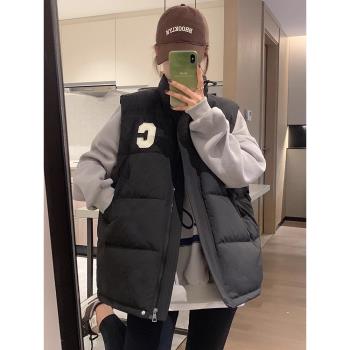 羽絨棉衣馬甲女秋冬新款外穿背心休閑百搭學院風網紅馬夾上衣外套