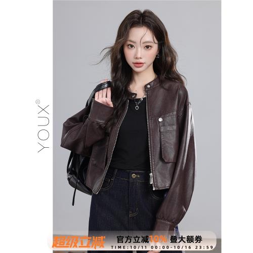 又巷【都市主角】皮衣女外套2025秋新款復古美式酷帥短款夾克上衣