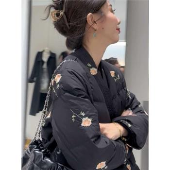 新中式國風碎花羽絨服女冬2024新款唐裝高階感超好看棉襖棉服外套