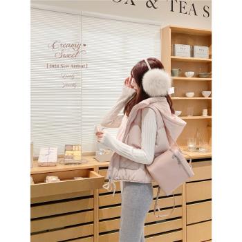 CreamySweet 軟絨小羊羔 90白鴨絨甜美連帽馬甲羽絨服女保暖外套