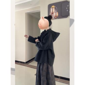 歐貨寬松連帽設計感別致外套2025年秋季高階小個子時尚簡約上衣女
