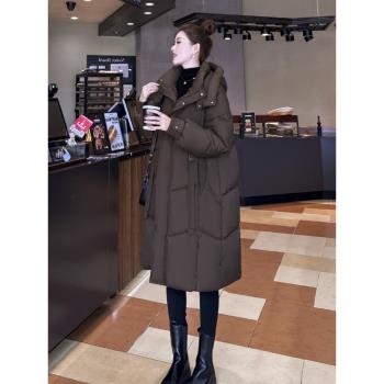 設計感氣質羽絨服女2024新款韓版加厚保暖中長款連帽洋氣冬季外套