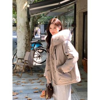 蘇九兒羽絨服女款2024新款中長款小個子派克工裝今年流行冬季外套