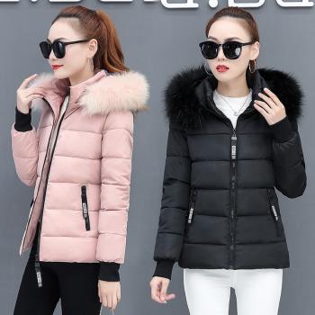 2024短款羽絨棉服女冬裝反季外套棉襖修身加厚大毛領加大碼棉衣潮