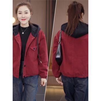 加絨派克服女2024秋冬新款韓版洋氣減齡小個子加厚保暖連帽短外套