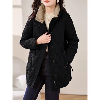 蓓羅拉時尚洋氣羽絨服女2024新款秋冬中長款立領大碼輕薄款外套女