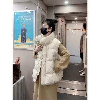 羽絨馬甲女秋冬寬松韓版背心坎肩輕薄羽絨服外套90白鴨絨外穿馬夾