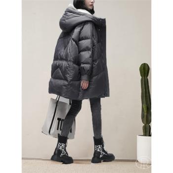 2025新款輕如雲朵繭型中長款羽絨服女冬白鵝絨連帽加厚麵包服外套