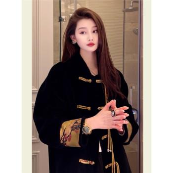 新中式復古國風高階感小個子棉服2024年秋冬仿羊毛盤扣外套女