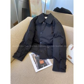 黑色羽絨服女短款2024冬裝新款韓版加厚保暖經典90白鴨絨外套上衣