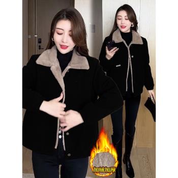 時尚爆款加絨加厚派克棉服女2024冬季新款中年媽媽裝保暖棉衣外套