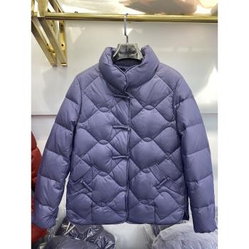 媽媽冬裝外套2024新款洋氣短款白鴨絨襖子時尚中老年女立領羽絨服
