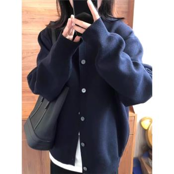 小個子慵懶風寬松毛衣女秋冬高階感加厚針織開衫上衣外套冬季穿搭