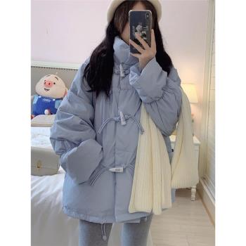 牛角扣羽絨棉服女2024年新款冬季小個子保暖棉襖棉衣外套麵包服