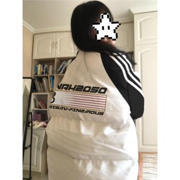 2024新款羽絨服字母印花棉衣棉服女冬季加厚寬松三條槓麵包服外套
