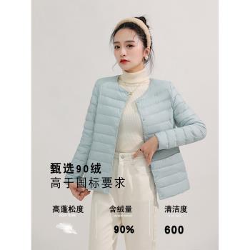 雅鹿輕薄羽絨服內膽女短款2025新款薄款內搭無領內穿冬季保暖外套