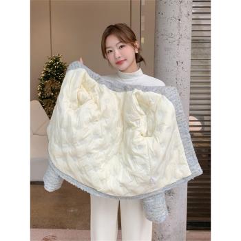 藍色小香風羽絨服外套女秋冬2025新款小個子名媛赫本風氣質上衣