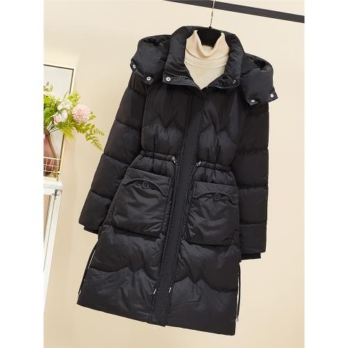 黑色棉襖外套女冬季2025年新款爆收腰加厚保暖棉衣中長款羽絨棉服