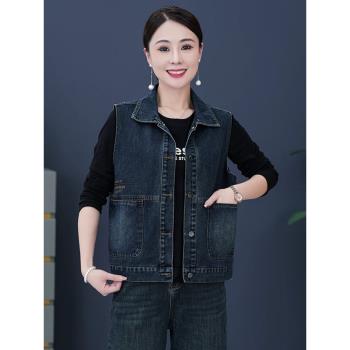 時尚牛仔馬甲外套女裝2025春秋新款韓版洋氣顯瘦無袖坎肩馬夾上衣