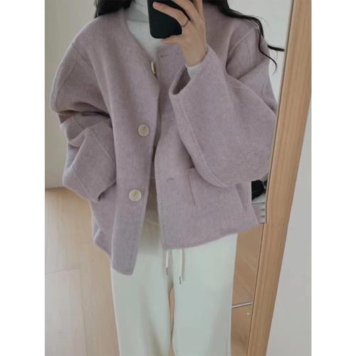 高級感呢子大衣女秋冬季2025新款毛呢外套小個子短款韓系氣質溫柔