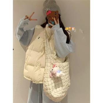 羽絨棉服立領馬甲女秋冬季2024新款套裝加厚保暖寬松坎肩背心外套